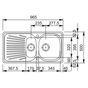 Franke Set Küchenspüle Mikado MOX 651 und Armatur Novara-Plus Chrom technische Details
