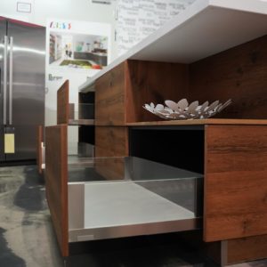 Ballerina Küchen Insel Furnier Altholz Küchenfronten mit Auszügen