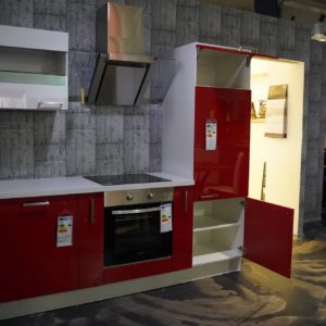 Burger moderne L-Küche Arbeitsplatte weiß hochglanz Lack rot