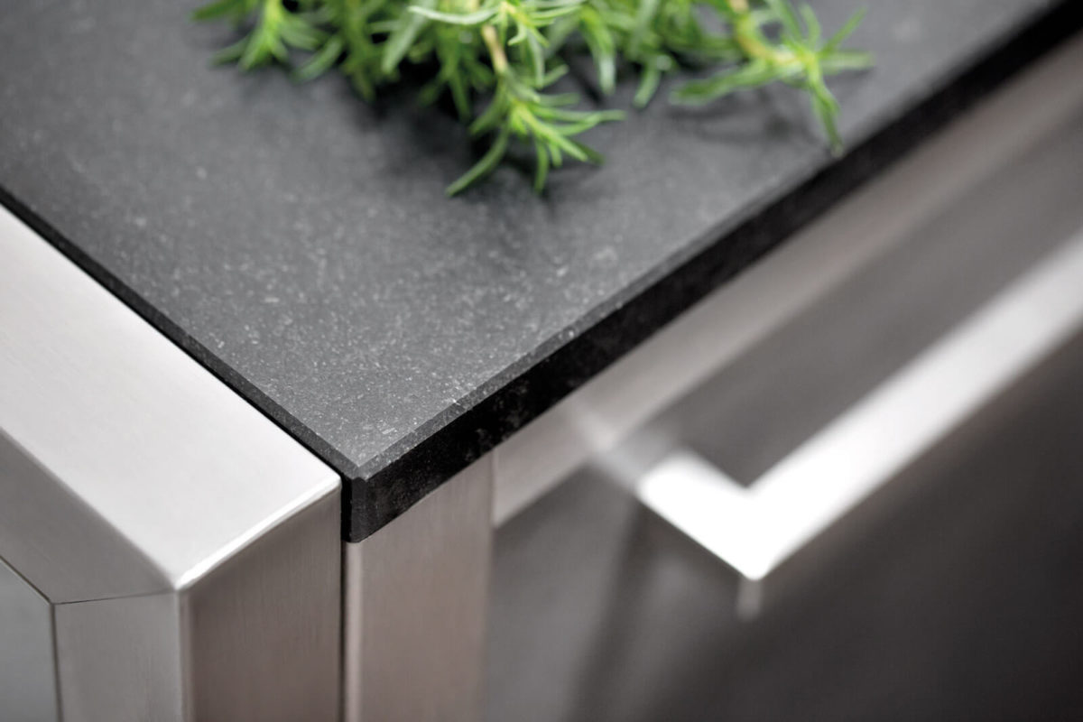 Burnout Outdoor Küchen Arbeitsplatte Steinplatte schwarz