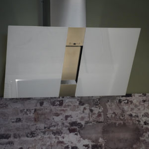 Design Kopffreihaube aus weißem Milchglas Dunstabzug