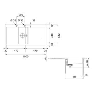 Franke Crystal Line Küchenspüle 127.0338.969 Detailzeichnung