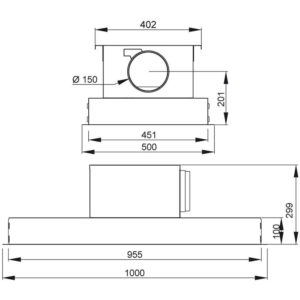 Franke Galaxy Deckenhaube Einbau Dunstabzug Edelstahl Detailzeichnung 110.0250.356