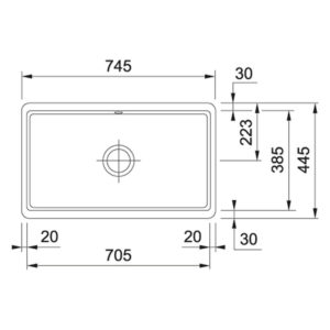 Franke Küchen-Spüle Kubus KBK 110-70 Keramik Onyx Detailzeichnung 126.0381.512