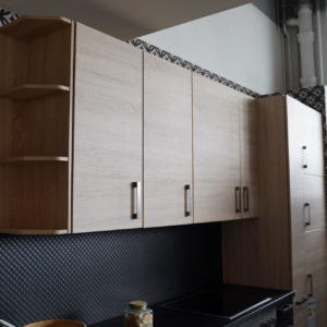 Nobilia Focus L-Form Küchen Holz Oberschranke Echtholz Furnier