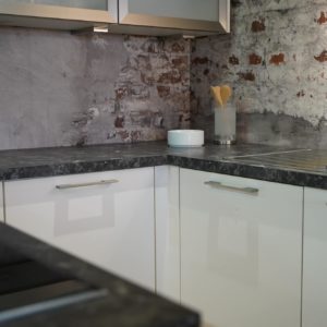 Nobilia Focus U-Küche hochglanz Lack weiß Marmor Edelstahl Küchenspüle