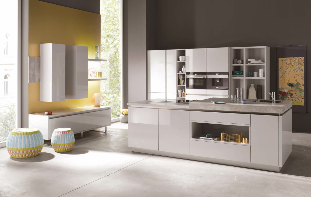 Bauformat Küchen Design Küche Lack hochglanz beige